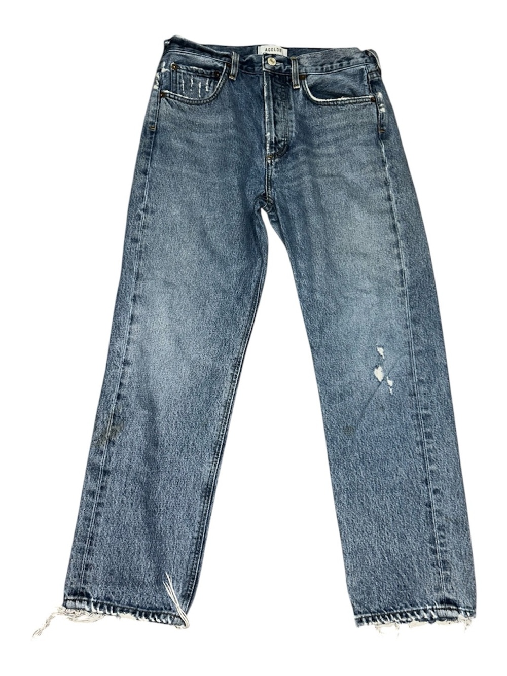 Agolde Women's Straight Leg Distressed Blue Jeans